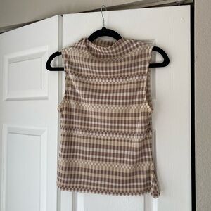 NWT Topshop Checkered Mock Turtleneck Sleeveless Blouse